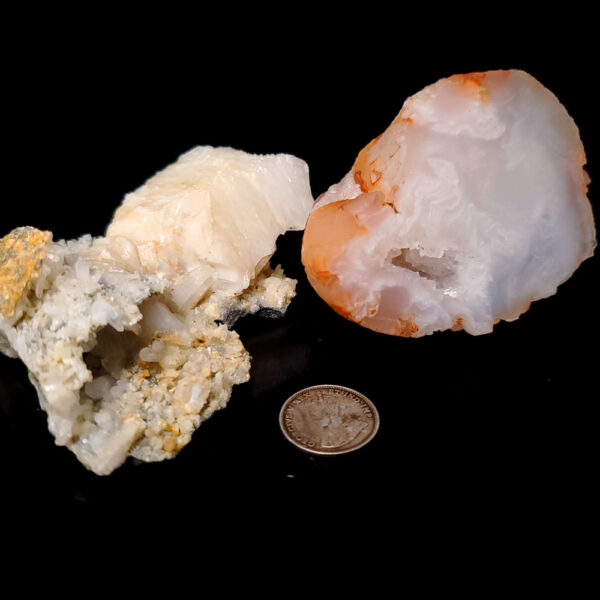 Agate geode and quartz cluster