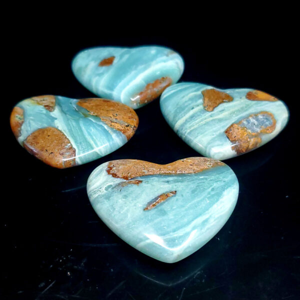 Ocean picture stone Heart Palm Stone small