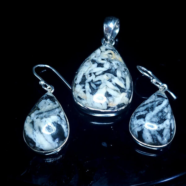 Pinolite Earrings and pendant set B