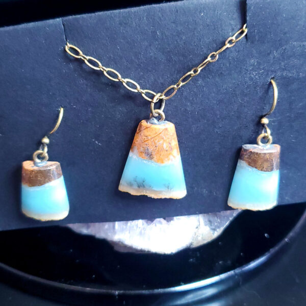 Ocean Picture stone earring set I with pendant