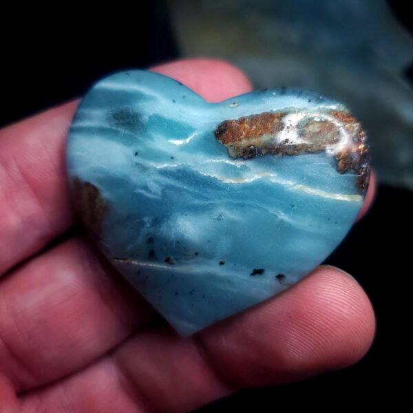 Ocean picture stone Heart Palm Stone H