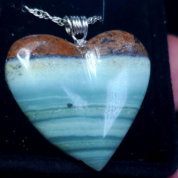 Ocean Picture stone Heart pendant A