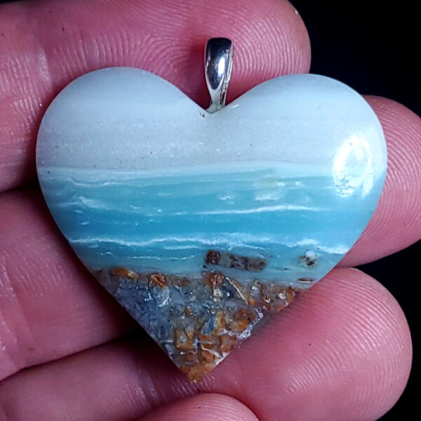 Ocean Picture stone Heart pendant B