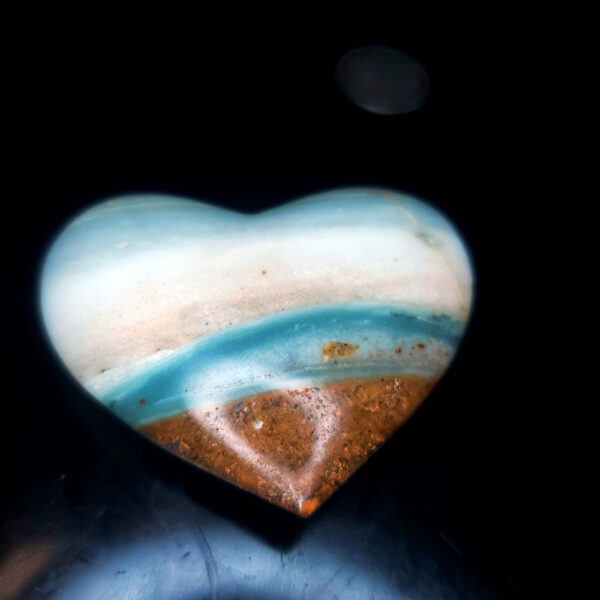 Ocean picture stone Heart Palm Stone F