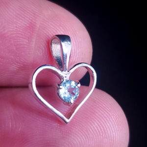 Aquamarine crystal heart pendant