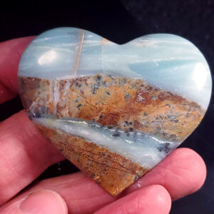 Ocean picture stone Heart Palm Stone C