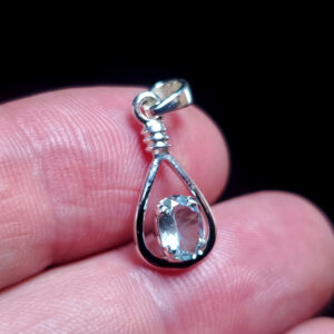 Aquamarine crystal teardrop pendant