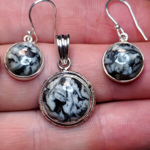 Pinolite Earrings and pendant set B
