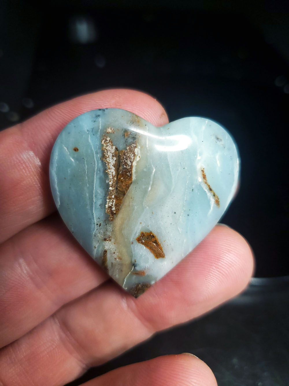 Ocean picture stone Heart Palm Stone B