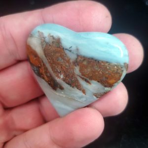 Ocean picture stone Heart Palm Stone F