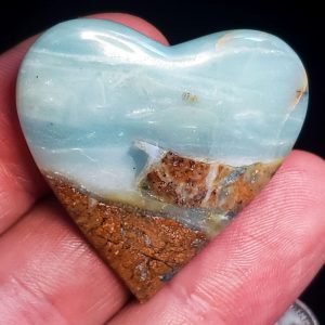 Ocean picture stone Heart Palm Stone A