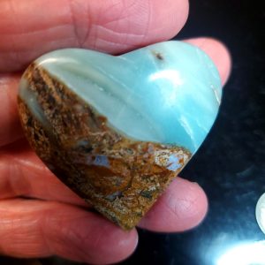 Ocean picture stone Heart Palm Stone D