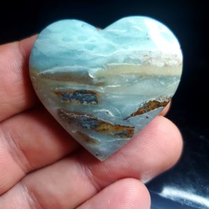 Ocean picture stone Heart Palm Stone D