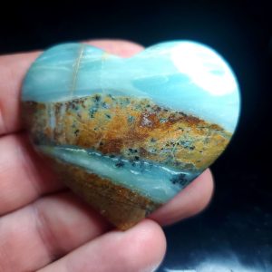 Ocean picture stone Heart Palm Stone C