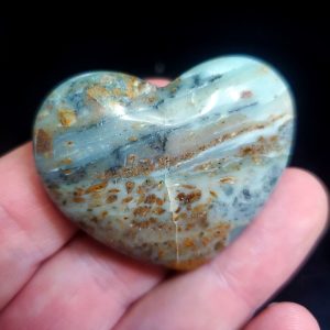 Ocean picture stone Heart Palm Stone D