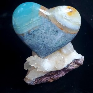 Ocean picture stone Heart Palm Stone E