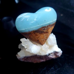 Ocean picture stone Heart Palm Stone C