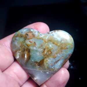Ocean picture stone Heart Palm Stone D