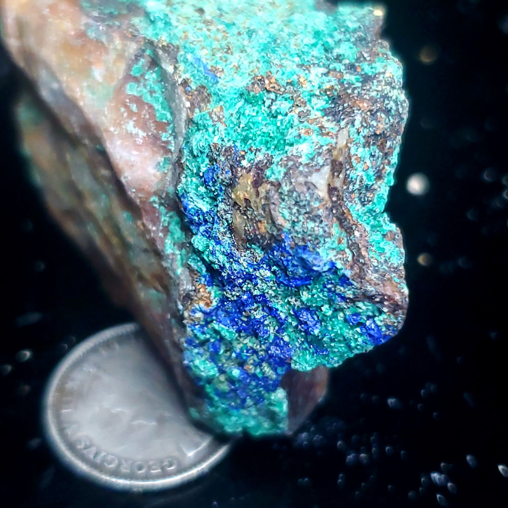 Malachite and azurite 1" across